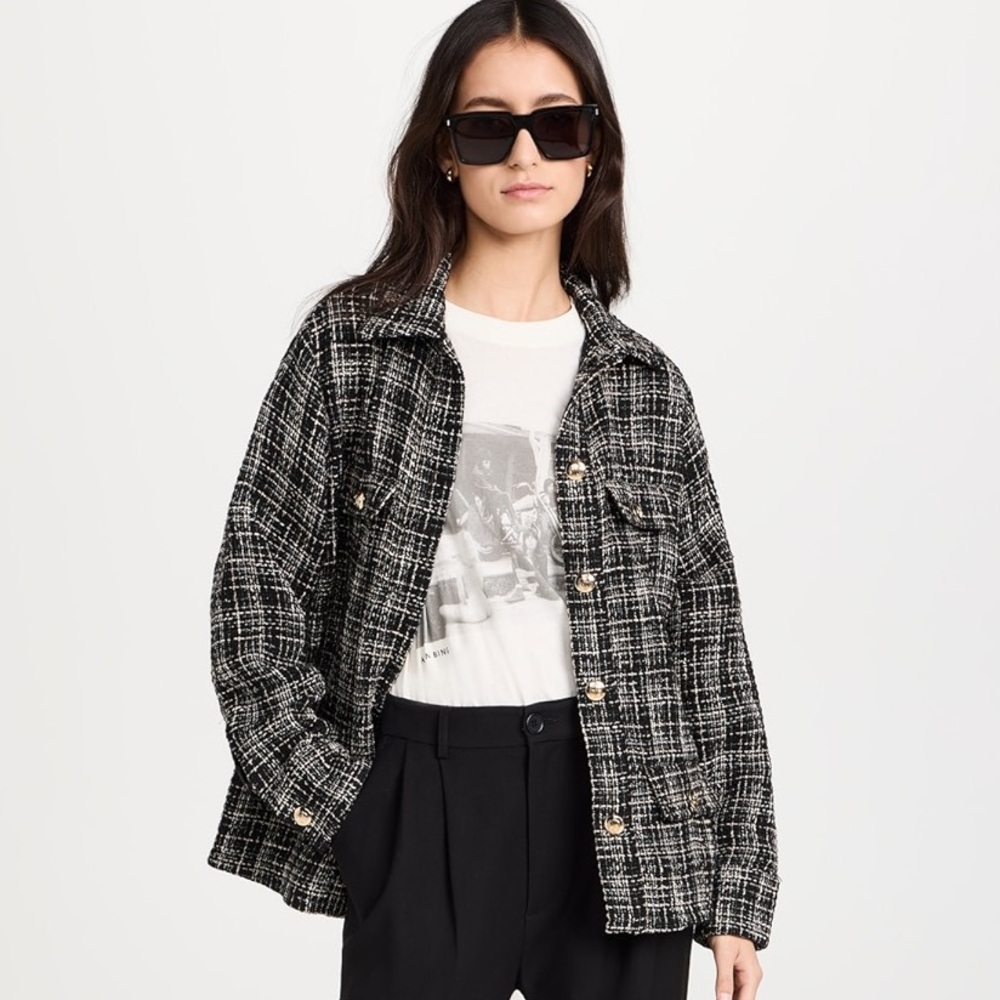 Anine Bing Black and White Tweed Shacket